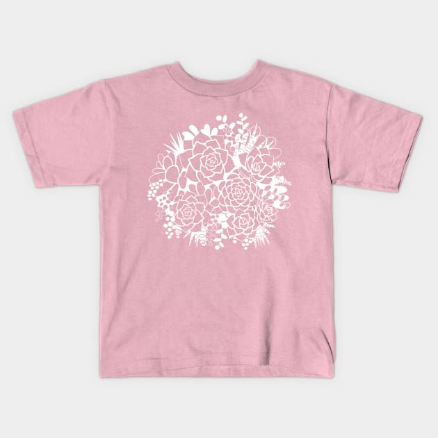 Bunch of Succulents - White Kids T-Shirt by Abbilaura